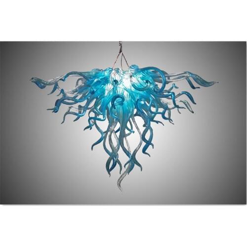 Fancy Turquoise Blue LED Murano Glass Chandelier Lightings Art Store Decor