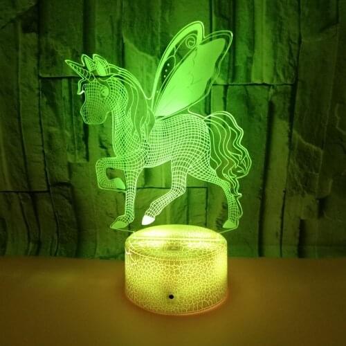 New Unicorn 3d Lamp Valentines Day Gift Colorful Remote Control Led Night Light for Bedroom Decoration 3D Illusion Nightlight