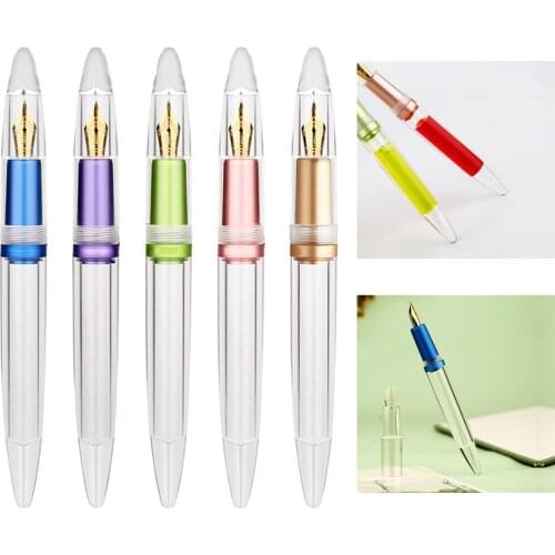 Mojiang M2 plus Fountain Pen F Nib Transparent purple Resin Ink Storage Large-Capacity Pen Writing Practice Office Students