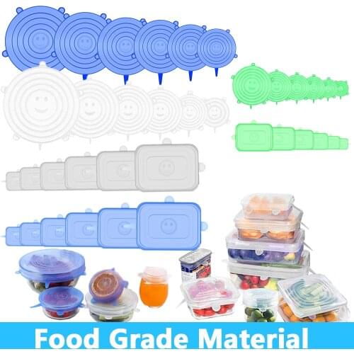 Food Silicone Cover Cap Reusable Silicone Stretch Lids for Microwave Cookware Airtight Food Wrap Covers Keeping Fresh Seal Bowl