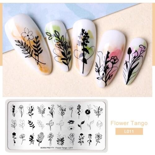 BORN PRETTY Nail Art Templates Flower Tango Series Stamping Plates Floral Animal Lace Line Image Stamp Templates Plates Stencil