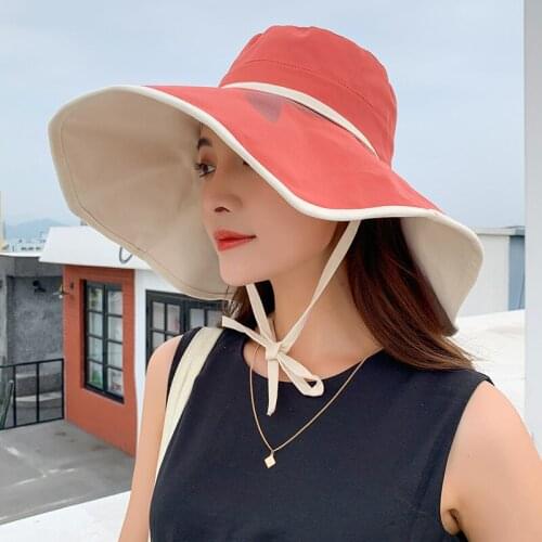 Enlarged Brim Sun Hat Ladies Summer Sun Protection Sun Hat Foldable Double-sided Can Wear Beach Fisherman Hat Tide