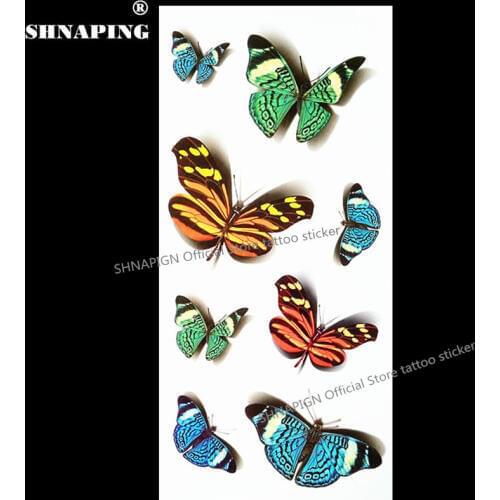 SHNAPIGN 3d Temporary Tattoo Body Art Flash Tattoo Sticker 19*9cm Waterproof Styling Tatoo Home Decor Sticker Romantic Butterfly