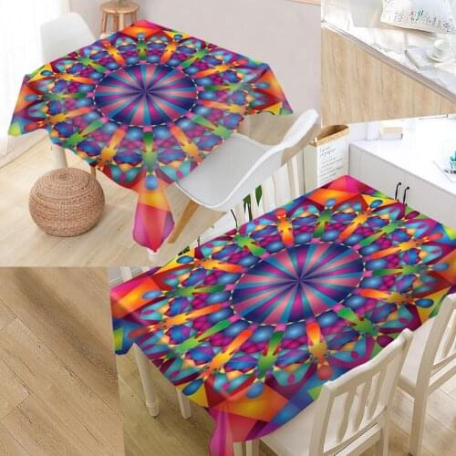Mandala Custom Table Cloth Oxford Fabric Rectangular Waterproof Oilproof Table Cover Family Party Tablecloth