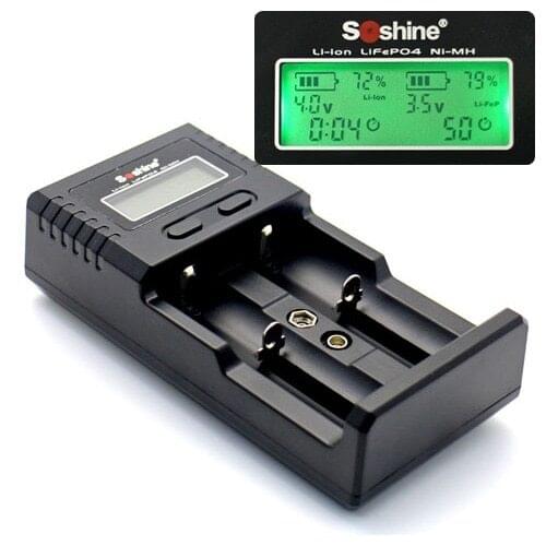 Soshine H2 SC-H2 Intelligent Charger LCD Universal Charger for Li-ion/LiFePO4 26650 18650 NiMH C AA AAA