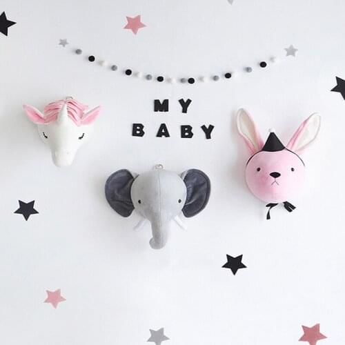 Kids Room Decoration 3D Animal Heads Elephant Deer Head Wall Hanging Decor