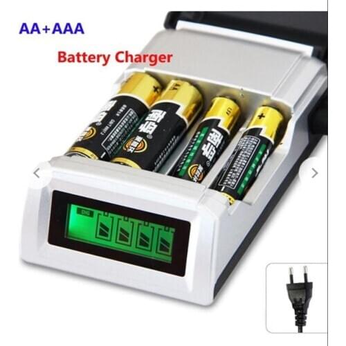 Liquid Crystal Display Fast Universal Battery Charger 4-Slot Smart Fast Charge Can Charge AA/AAA Batteries(Battery not included)