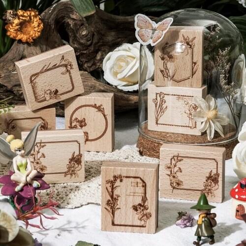 Vintage Plant Frame Labels Stamps DIY Craft Journal Wood Stamp For Scrapbooking Material Card Making Stationery Supplies