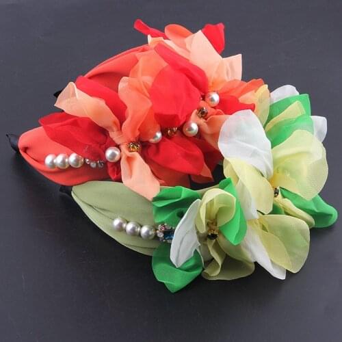 New fashion pastoral fabric fringed pearl personality headband ladies party street photography travel hair accessories 915