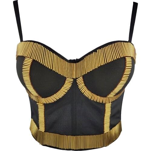 Women Sexy Designer Beading Cotton Camisole Tops Summer 2021 High Street Short Camis Crop Tops