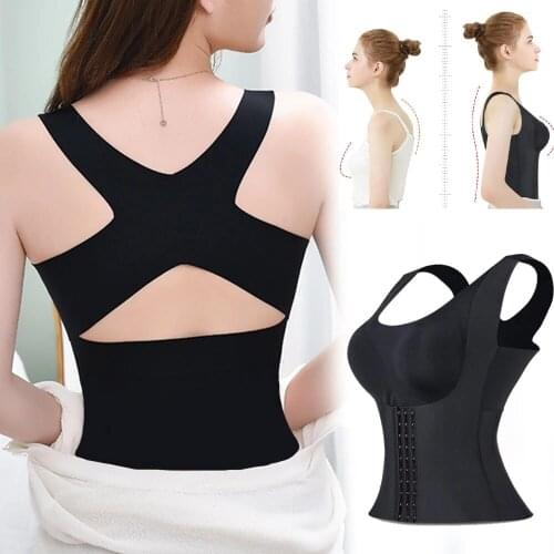 Women Reducing Girdle Posture Corrector Bra Waist Trainer Girdles Body Shaper Corset Seamless Underwear Cross Back Tank Tops