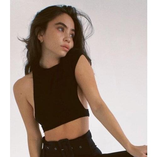 Womens One Shoulder Crop Tops Sexy Short Sleeve Round Neck Solid Color Cut Out T-Shirt Sportswear Workout Tops