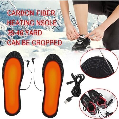 1 Pair Heated Insole Of Winter Warm Can Be Cut 35-46 Yard Insole USB Heated Shoes For Hiking Riding Comfortable Keep Warm Home