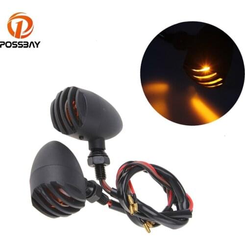 POSSBAY 1 Pair Vintage Motorcycle Turn Signal Light Bullet Moto Blinker Indicator Lights For Honda Yamaha Suzuki Harley Kawasaki