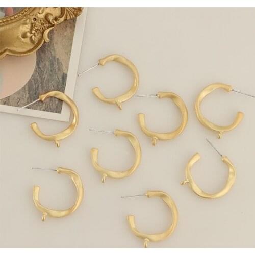 10 PCS 26*23mm Metal Alloy Matte Gold Stud Earrings Accessories DIY Handmade Material For Jewelry Making