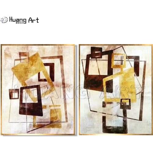 100% Hand Painted Modern Square Abstract Oil Painting on Canvas for Living Room Wall Decor Rectangle Abstract Wall Picture