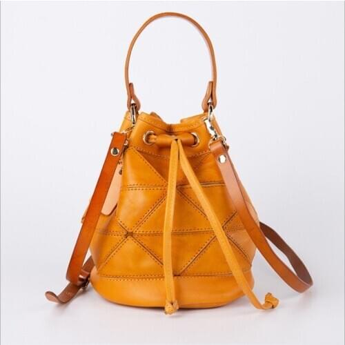 2020 New Fashion Women Genuine Leather Handbag High Quality Female Shoulde Bags Bucket leather bag