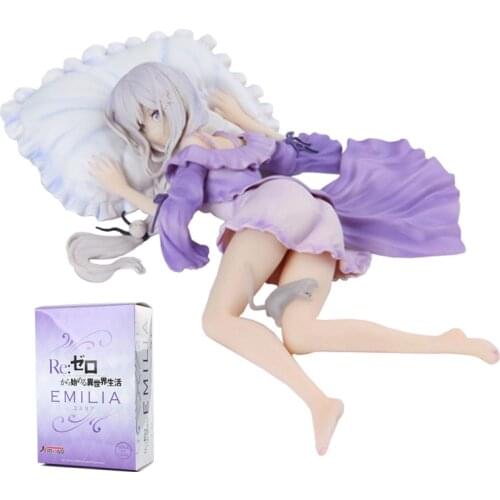 25CM Re:Life in a different world from zero Anime Figure Sleep Emilia Figurine pretty girl action figure PVC Model Toy Doll Gift