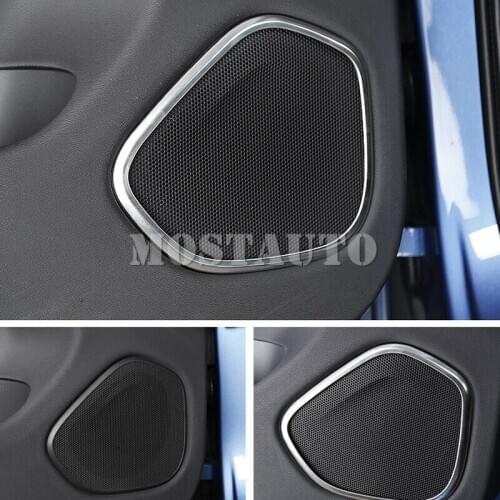 Stainless Steel Interior Car Door Speaker Cover Trim For Volvo XC60 Second generation 2018-2019 4pcs Car Accessories Interior