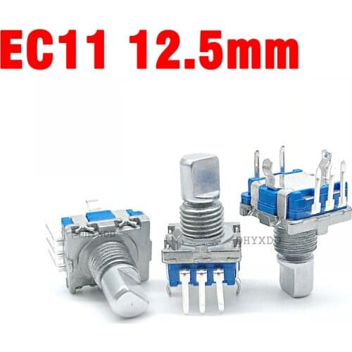 5Pcs EC11 Encoder Switch With Push Button Switch 30 Position Rotary Encoder Code Switch 5pin Plug-in Type 12.5mm Half Shaft