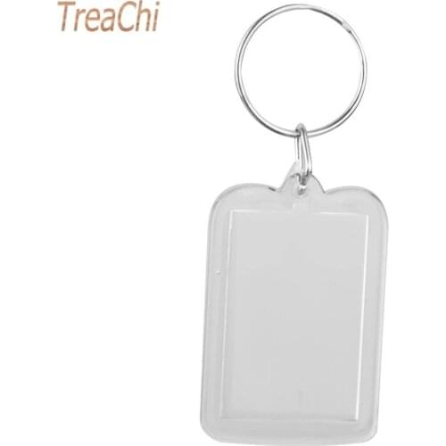 50Pcs Acrylic Photo Keychain Clear Blank Picture Frames Transparent Acrylic Key Ring Custom Blank Plastic Key Ring