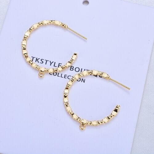 6pcs C Shape Earring Making Gold Earrings Connector Charm High Quatily Ear Pins Connector