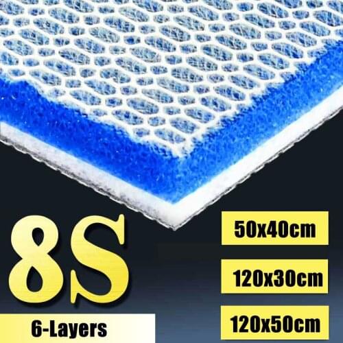 8S 6Layers Aquarium Filter Sponge Fish Tank No Glue Foam Biochemical Cotton Aquarium Filtration Accessories Filter Meterial
