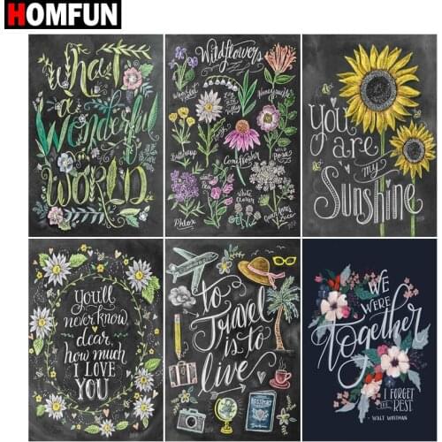 HOMFUN Full Square/Round Drill 5D DIY Diamond Painting "Flower text" Embroidery Cross Stitch 5D Home Decor Gift