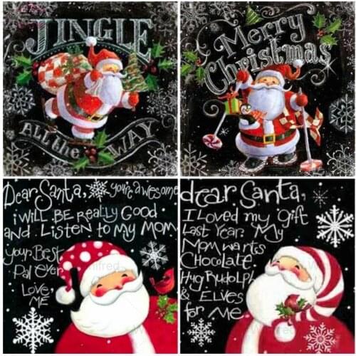 Diamond Embroidery Diamond Painting Christmas Cross Stitch Santa Claus Letter Text Blackboard Mosaic Christmas Rhinestones Gift