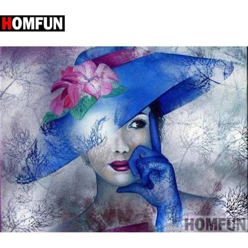 HOMFUN Full Square/Round Drill 5D DIY Diamond Painting "Hat beauty" 3D Diamond Embroidery Cross Stitch Home Decor A20272