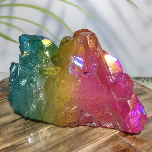 Angel Aura Crystal Cluster Quartz Home Decor Craft Reiki Energy Healing Rainbow Mineral Stone Wicca Specimen Fashion Souvenir