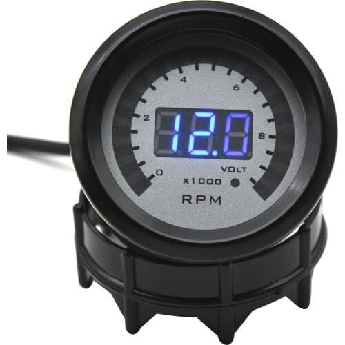 2 in 1 Car Digital Tachometer + Voltmeter 52MM Gauge for 10000 RPM Meter LED Digital Indicator Tacho Gauge Voltage with Pod