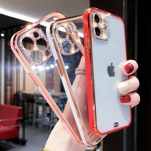 Bling Crystal Electroplate Soft TPU Phone Case For iPhone 12 Pro Max 11 X XS Max XR 7 8 Plus Back Cover