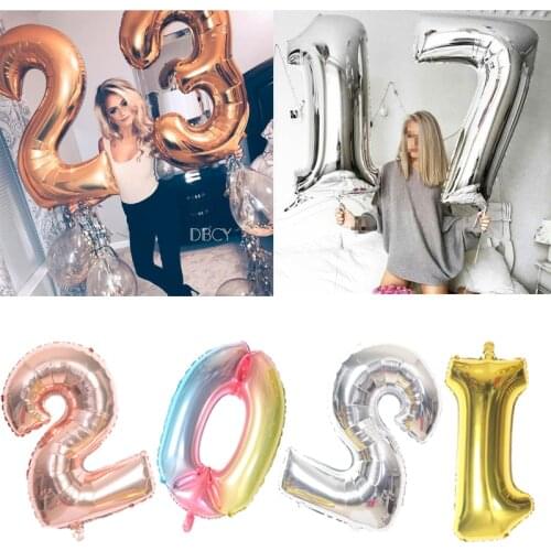 1Pcs Big Size Gold Sliver Rose Gold Blue Number Balloon Birthday Wedding Party Decorations Foil Balloons Kid Boy toy Baby Shower