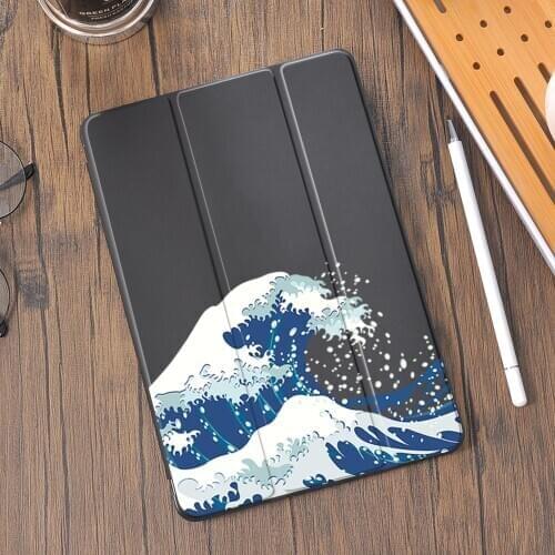 Kanagawa Waves for Air 4 iPad Stand Case Pencil Holder 10.2 7th 6th 11 Pro 12.9 Funda 2020 Mini 5 Cover Silicone 10.5 Air 2 3