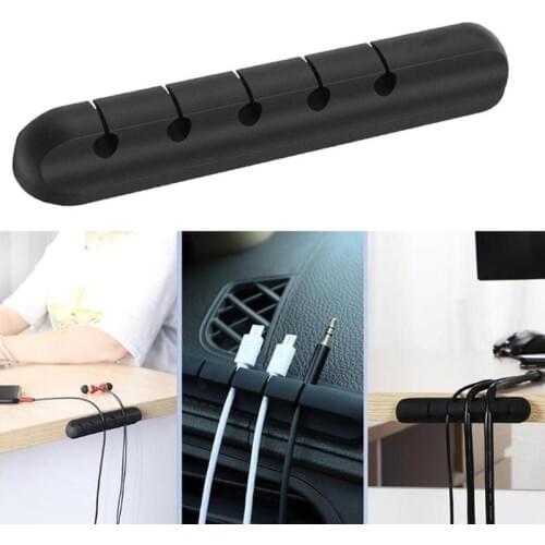 5 Holes Black Silicone Cable Clips For Flexible Usb Mouse Office Winder Holder Wire Clip Table Management Organizer Headpho I2G9