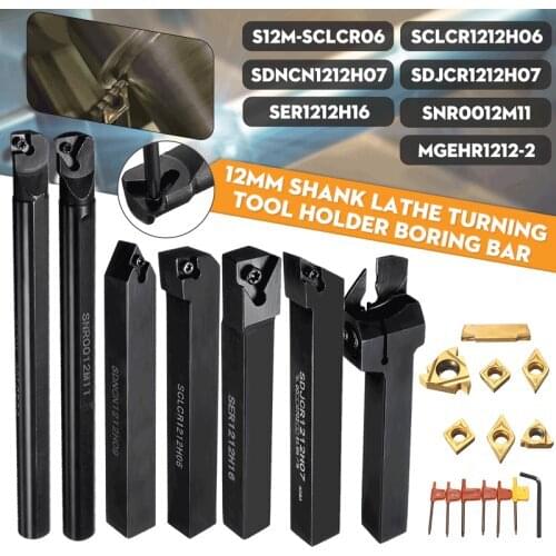 7 Set 12mm Shank 45HRC Lathe Boring Bar Turning Tool Holder Set With Carbide Inserts For Semi-finishing and Finishing Operations