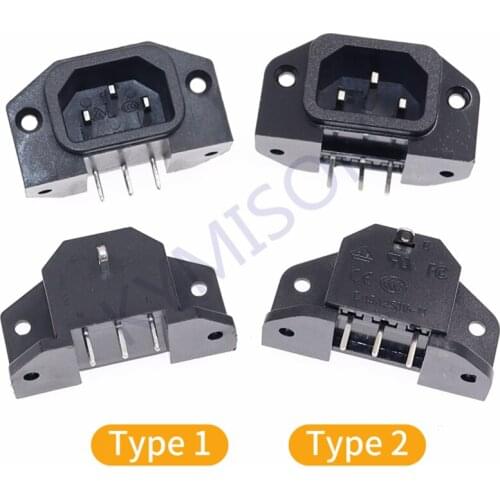 IEC 320 C14 Industrial Inlet Socket Copper 10A 250V Universal Electrical AC Power Socket with four screw hole fixed