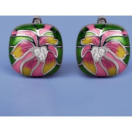Ethnic Style Ladies Colored Flowers Epoxy Earrings Exquisite Ladies Party Jewelry Earrings Handmade Enamel Jewelry