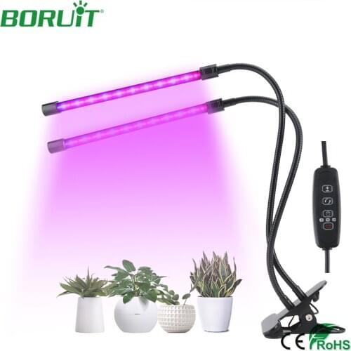 BORUiT DC5V USB Grow Lights Indoor Plants Flowers Greenhouse Hydroponics Full Spectrum LED Phytolamp Clip on Desk Double Head