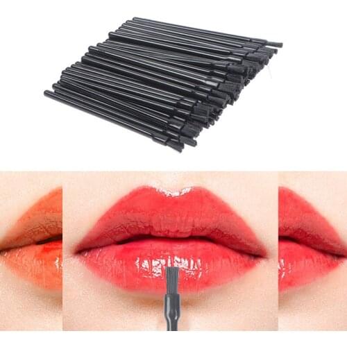 50Pcs Flat Lip Brush Disposable Make Up Lip Gloss Brush Applicator Cosmetic Tool