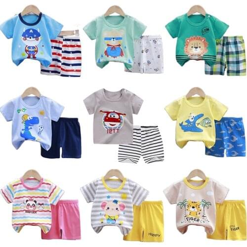New Boys Outfits 9M-6T Girls Clothes Childrens Clothing Suits Top Cotton Pants Suit 2pcs Clothing Sets Kids Clothes 9M24M3T5T6T