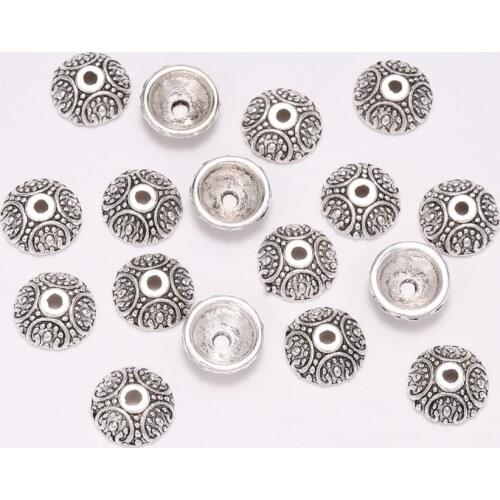 20Pcs/Lot 10mm Antique Round Bead End Caps Flower For Diy Beads Jewelry Making Findings Bracelet Necklace Accessories