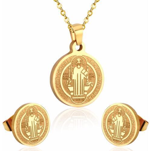 LUXUKISSKIDS Hot Necklace Earring Sets Stainless Steel Religion Pendant Necklace Fashion Chain Necklaces For Women