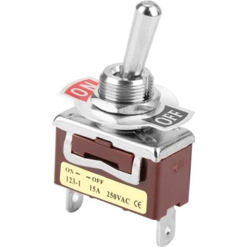 15A 250V Miniature Toggle Switch On-Off Momentary Rocker Switch 2 Pin 2 Position 12mm