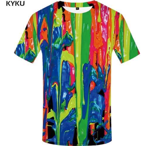 KYKU Brand Graffiti T shirt Men Colorful T-shirts 3d Psychedelic Funny T shirts Art Tshirt Printed Gothic Tshirts Casual