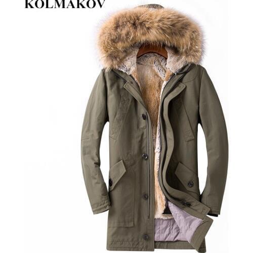 New Mens Winter Thickening Rex Rabbit Fur Jacket Faux Fur Hooded Coat Men Genuine Fur Liner Detachable Overcoats Luxury Outwear