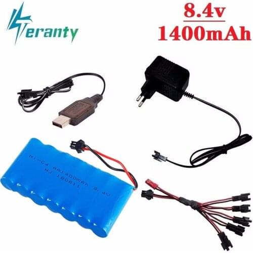 Upgrade 8.4v 1400mah NiCD Battery + Charger For Rc Toys Cars Tanks Trucks Robots Guns rc Boats AA 8.4v Rechargeable Battery Pack