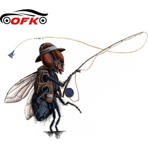 OFK For Fly Fishing Car Sticker Waterproof Scratch-proof RV VAN Truck Trunk Decoration Window Decal 13cm X 9.9cm