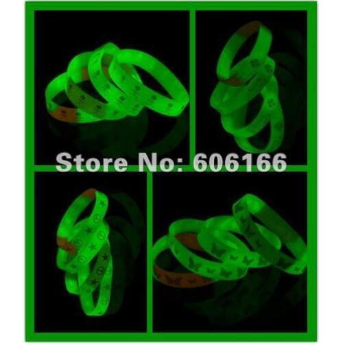 Wholesale 100pc Mixed 12mm Multicolor Sport Silicone Wristband Bracelet Luminescent Bracelets Fashion Jewelry